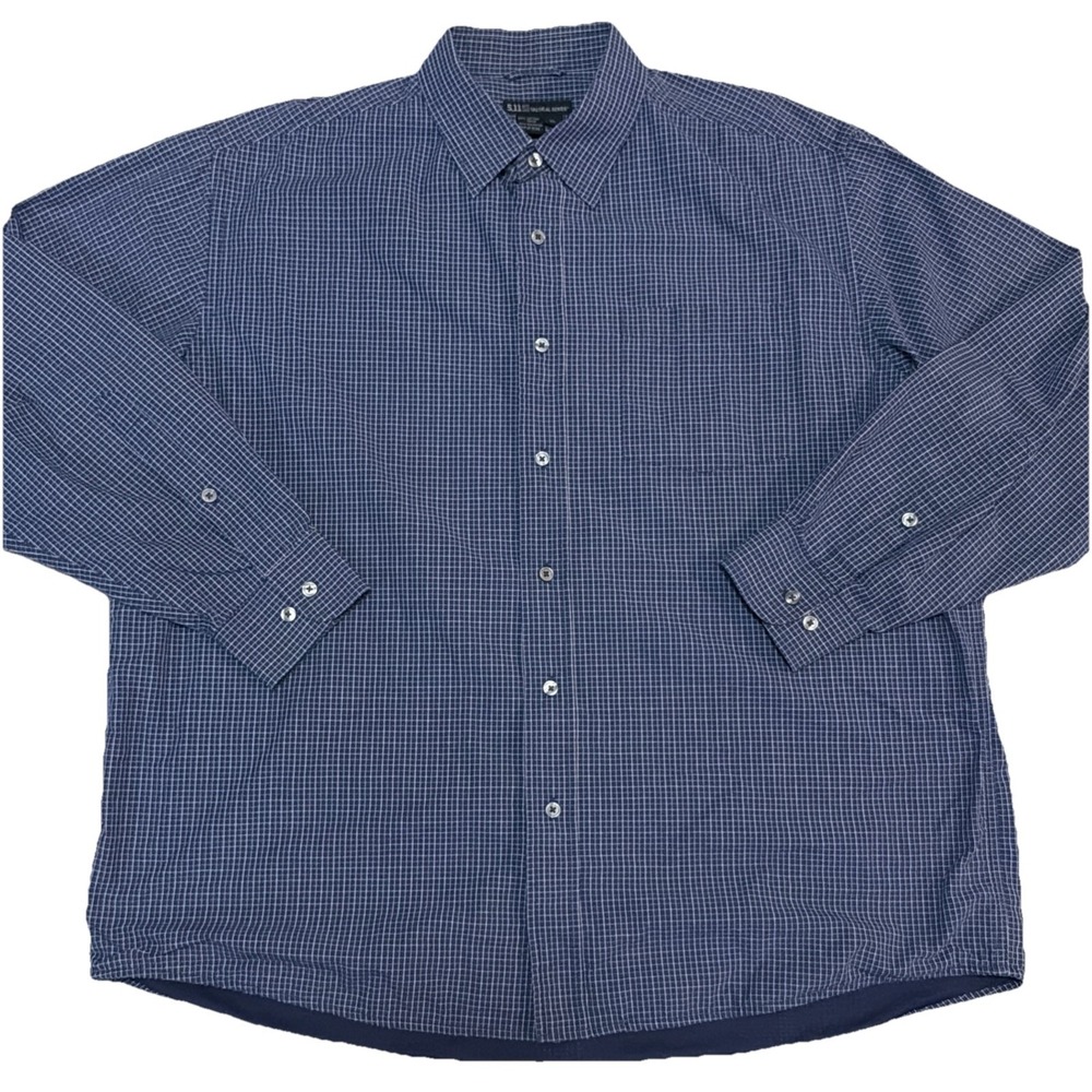 5.11 Tactical Series Fleece Lined Men's XL Blue Check Snap/Button Up LS Shirt